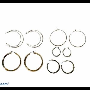 Gold Tone Hoop Earrings Lot of 5